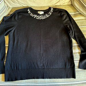 Christopher & Banks Black Jewel Neck Sweater